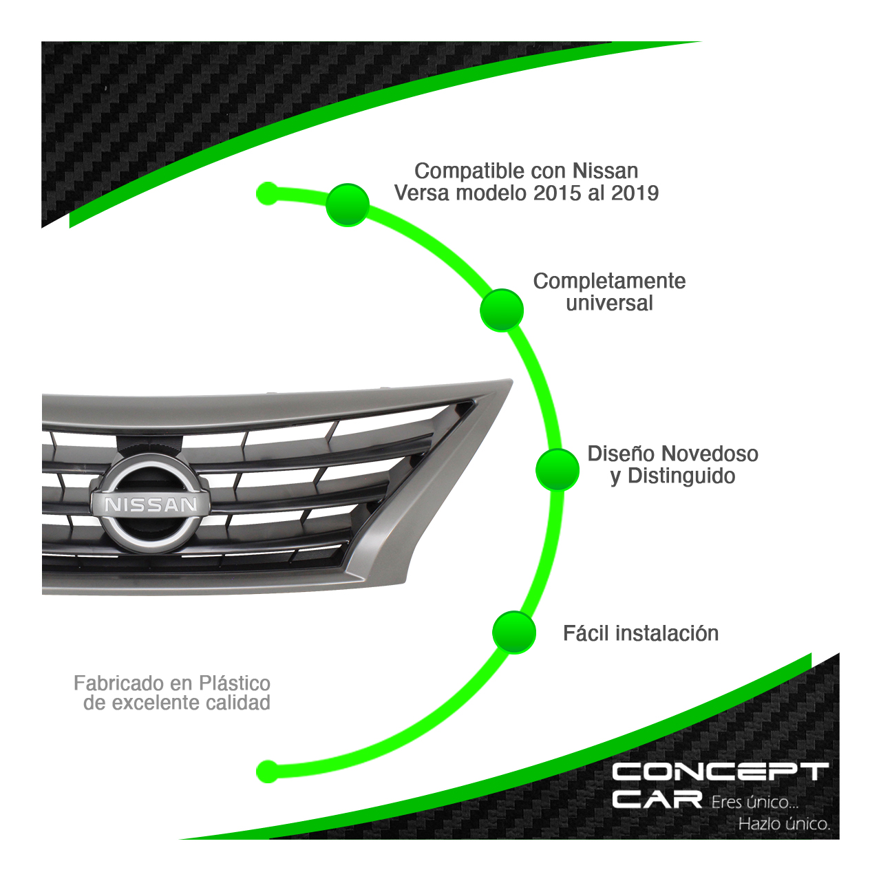 Parrilla Nissan Versa V-Drive Modelo 2015 Al 2019 Con Logo