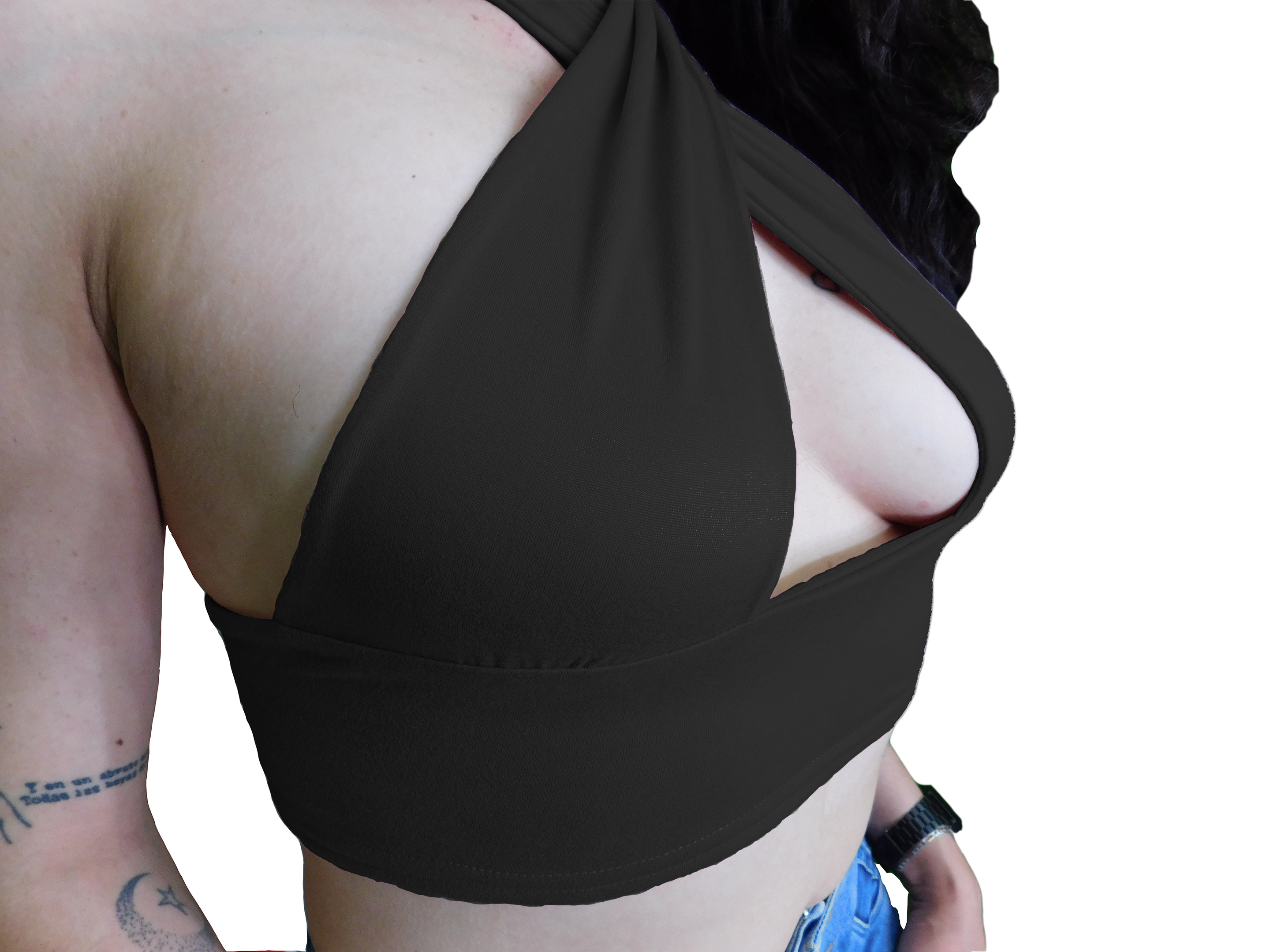 Crop Top Cruzado Escote Sexy Drapeado Cuello Halter Elegante