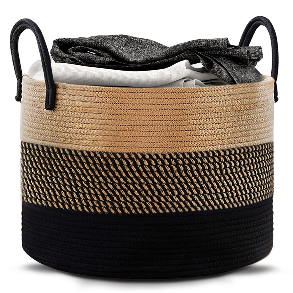 Cesto de Lavandería de Cuerda Tejida con Asas Magma Life Cesto Para Ropa Sucia, Juguetes y Sábanas, Canasta Organizadora Multiusos