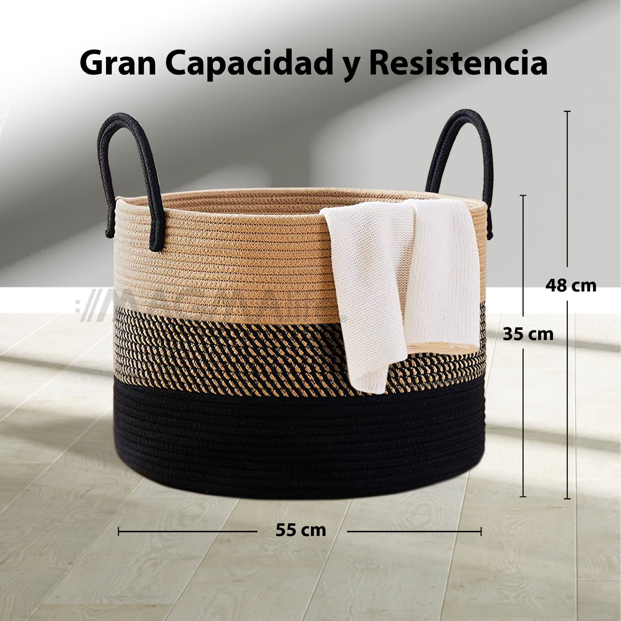 Cesto de Lavandería de Cuerda Tejida con Asas Magma Life Cesto Para Ropa Sucia, Juguetes y Sábanas, Canasta Organizadora Multiusos