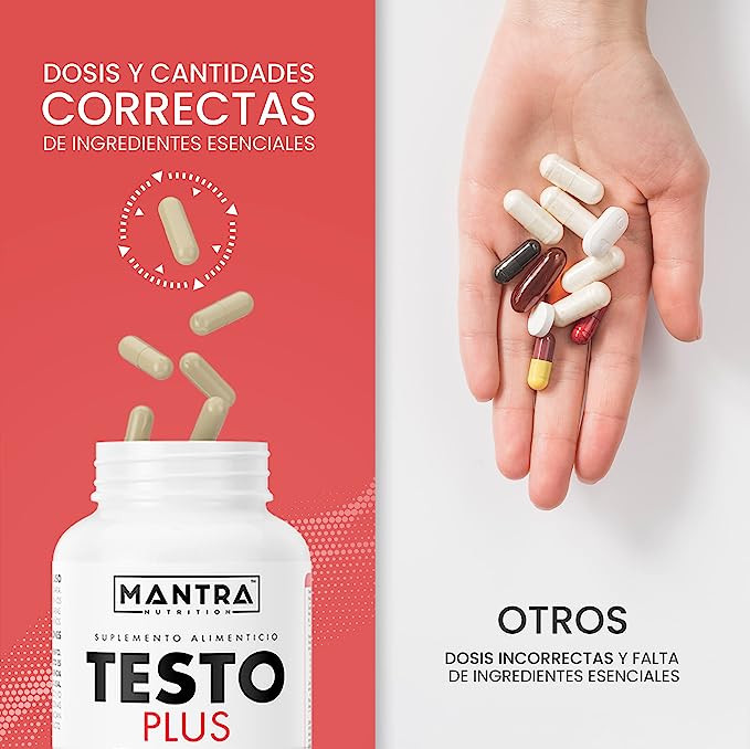 Vitaminas Mantra Nutrition Testo Plus 365 Cápsulas con Guarana Maca Arandano y L Aginina