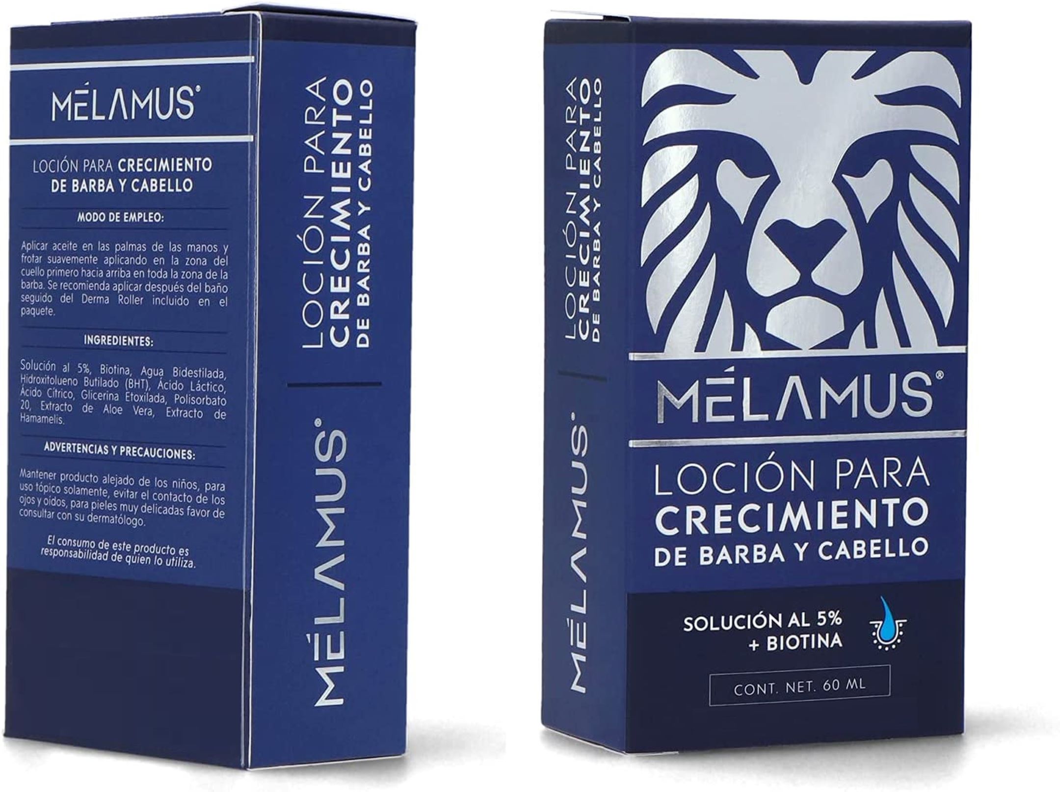 Loción para Crecimiento de Barba y Cabello Mélamus Al 5 + Biotina