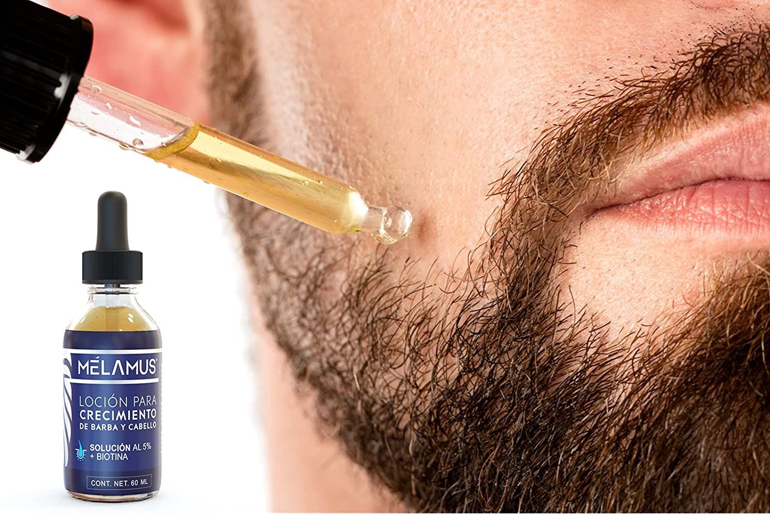 Loción para Crecimiento de Barba y Cabello Mélamus Al 5 + Biotina