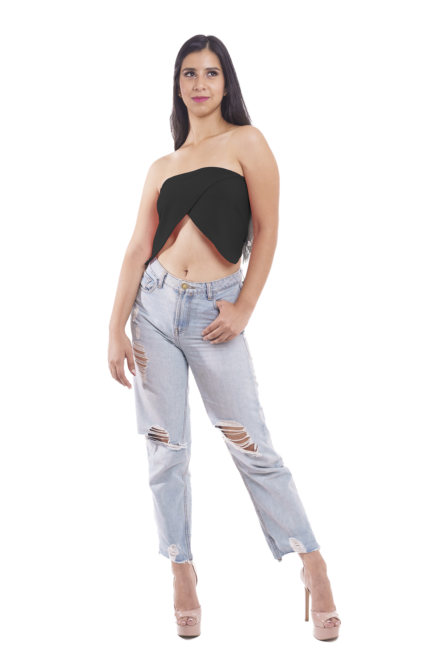 Crop Top Corto Cruzado En Punta Estilo Sexy Atrevido Soporte