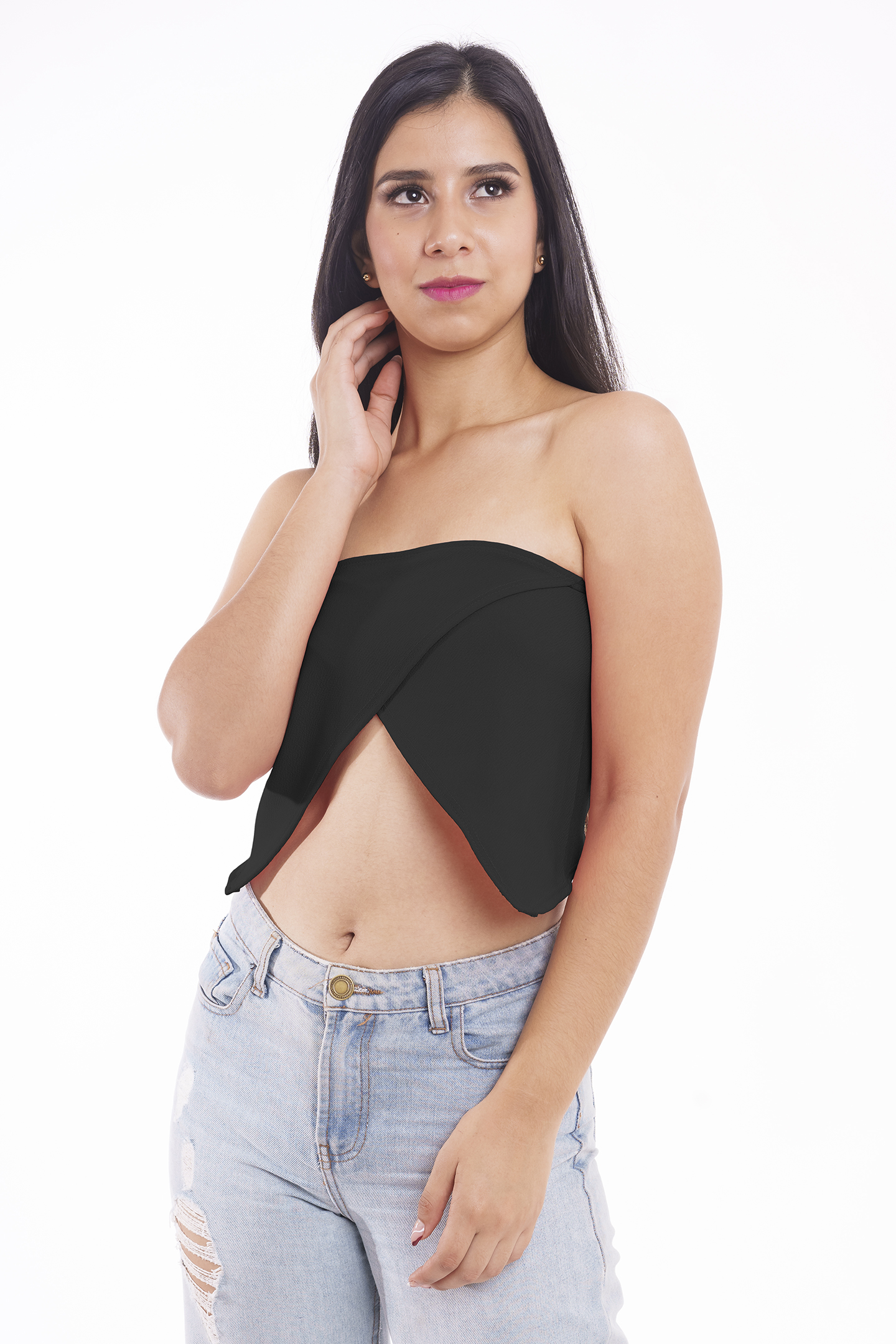 Crop Top Corto Cruzado En Punta Estilo Sexy Atrevido Soporte