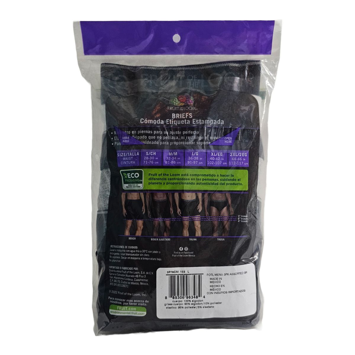 Trusa de Color Fruit Of The Loom Caballero Modelo 3P76CM