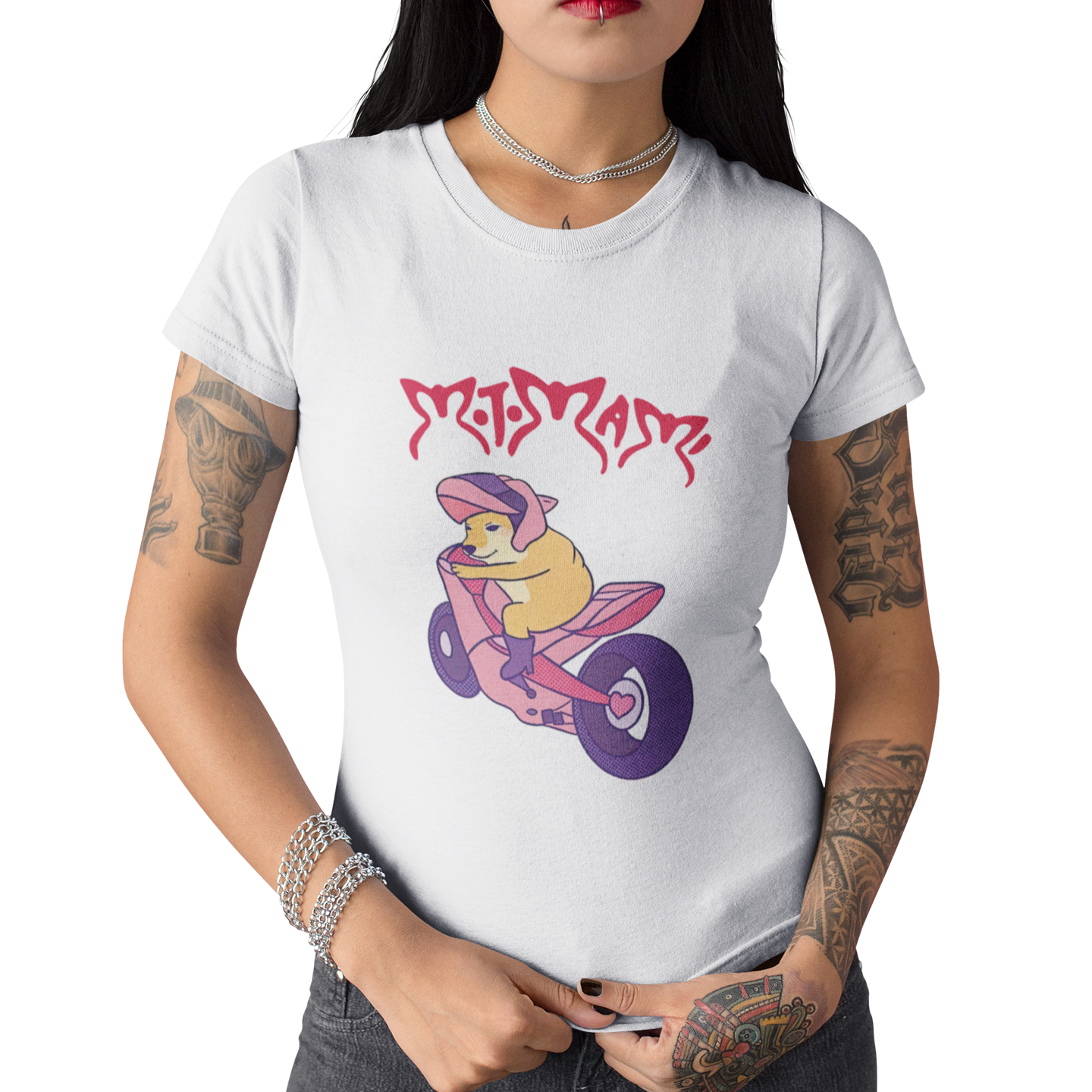 Playera Dama Moto Mami Cheems Meme