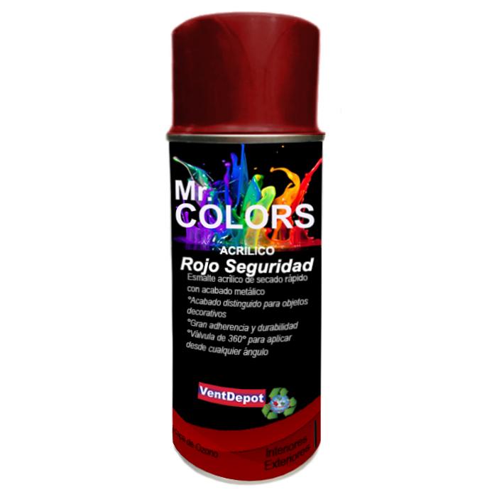 Esmalte Acrílico MXCRY-032 Rojo Seguridad Brilloso Temp, Max, 60C Cont,400ml Tiempo de secado 5 a 10mn Válvula 360 Rendimiento 1 a 1,5 metros cuadrados, AeroAcryl