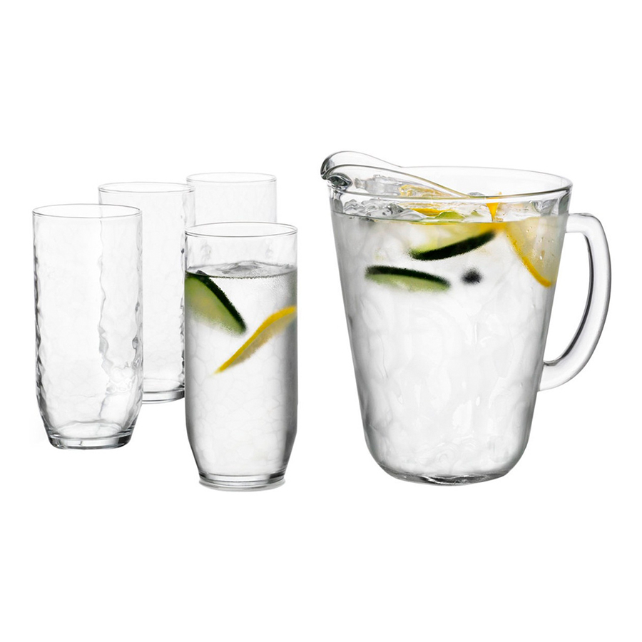 Set de Jarra y 4 vasos Frost, marca Crisa