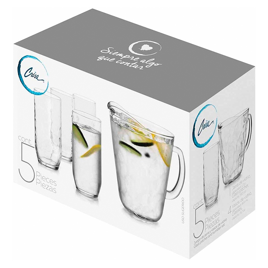 Set de Jarra y 4 vasos Frost, marca Crisa