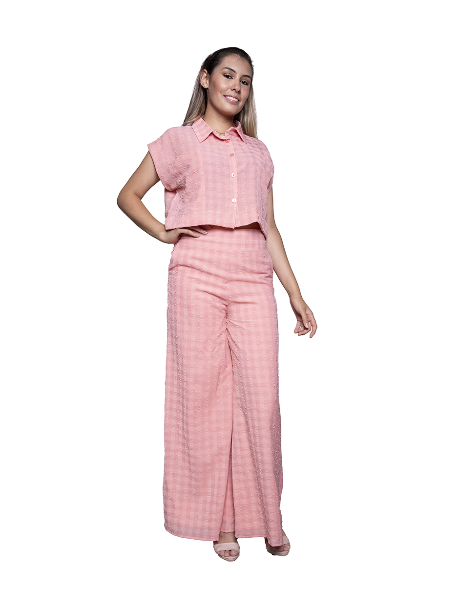 Conjunto mujer casual pantalón acampanado y blusa Love Point