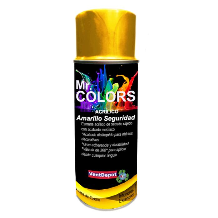 Venta de Pintura Acrílica Aerosol MXCRY-028 Amarillo Seguridad Brilloso Temp, Max, 60C Cont,400ml Tiempo de secado 5 a 10mn Válvula 360 Rendimiento 1 a 1,5 metros cuadrados, AeroAcryl