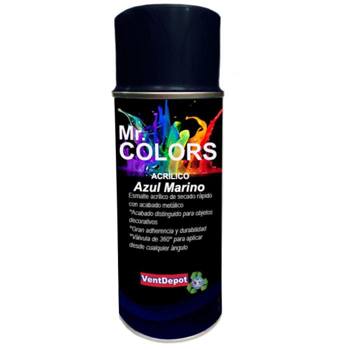 Pintura en Aerosol Sin Plomo MXCRY-021 Azul Marino Brilloso Temp, Max, 60C Cont,400ml Tiempo de secado 5 a 10mn Válvula 360 Rendimiento 1 a 1,5 metros cuadrados, AeroAcryl