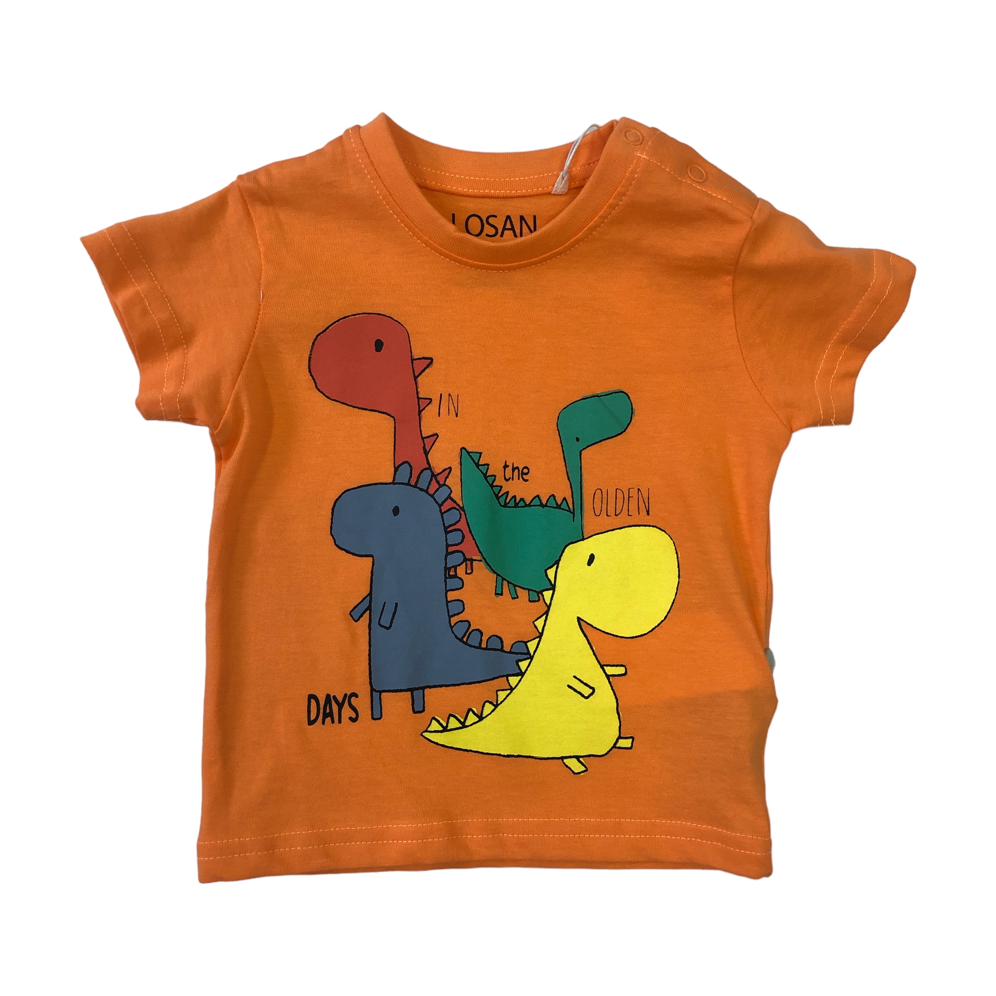Playera naranja dinosaurio IN the OLDEN DAYS para bebé niño Losan