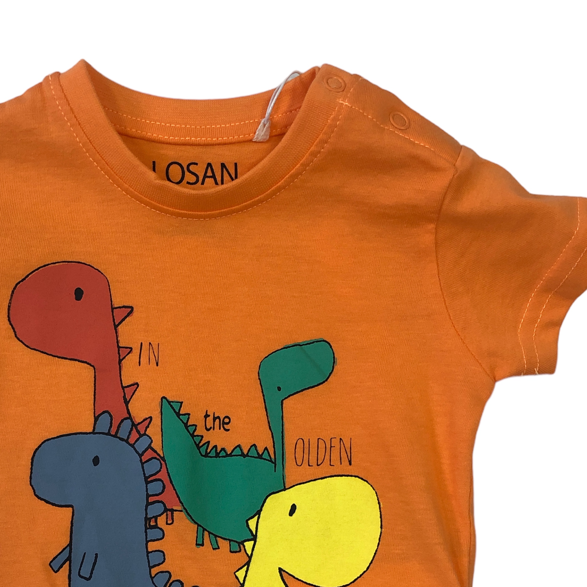 Playera naranja dinosaurio IN the OLDEN DAYS para bebé niño Losan