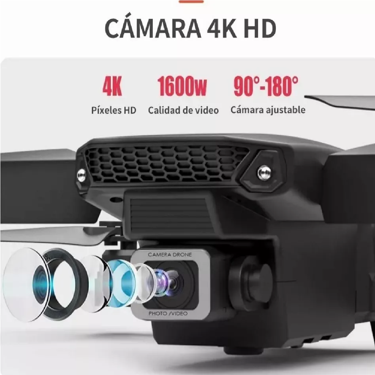 Control Remoto Drone Con Par Cámara 4k Quadcopter + 2batería