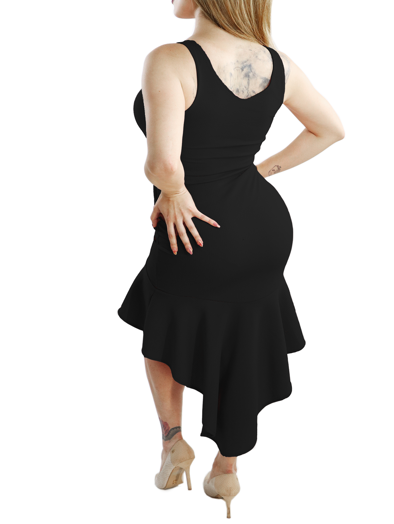 Vestido Corte Mullet Elegante Formal De Tirantes Cola Pato