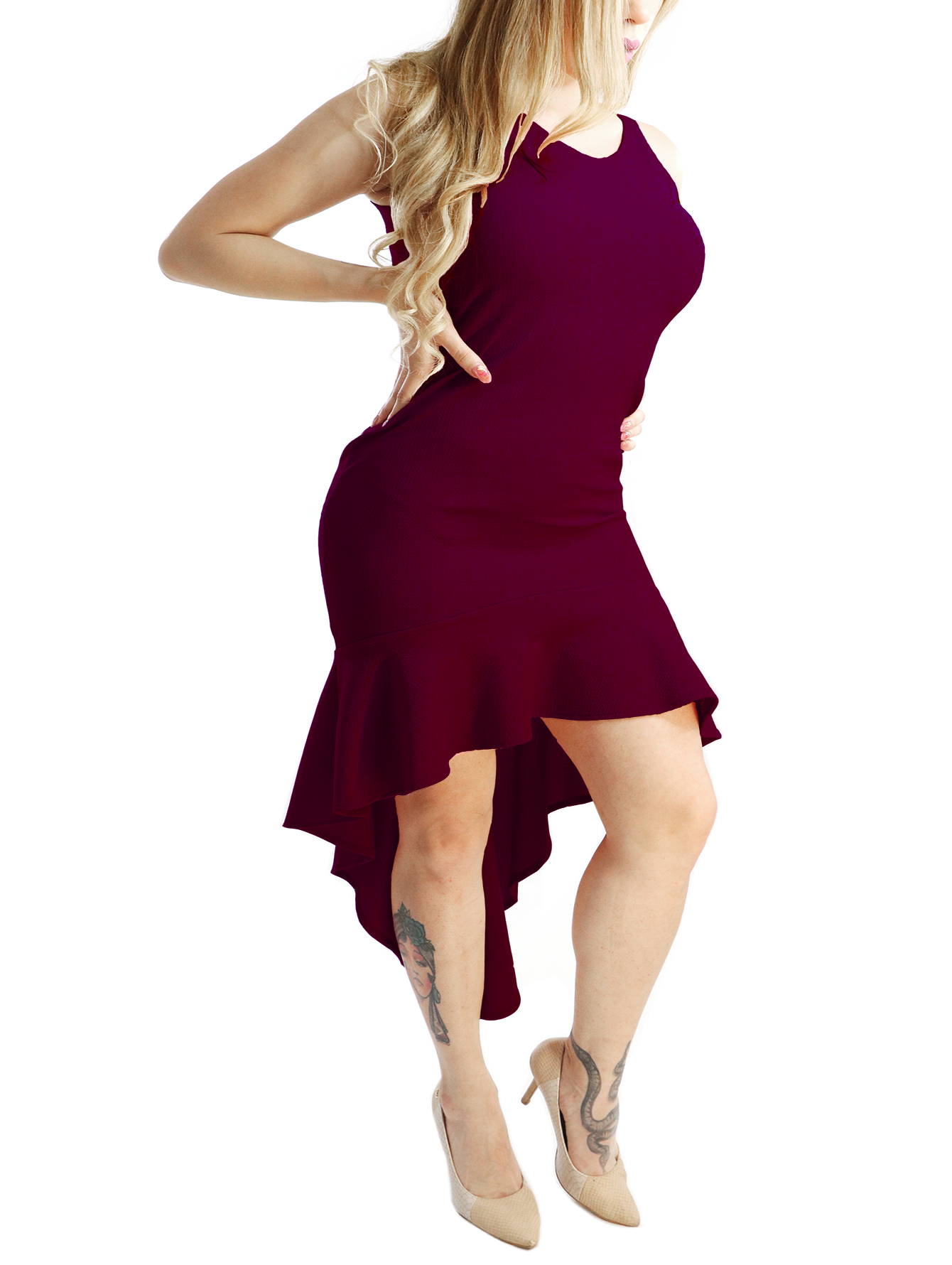 Vestido Corte Mullet Elegante Formal De Tirantes Cola Pato