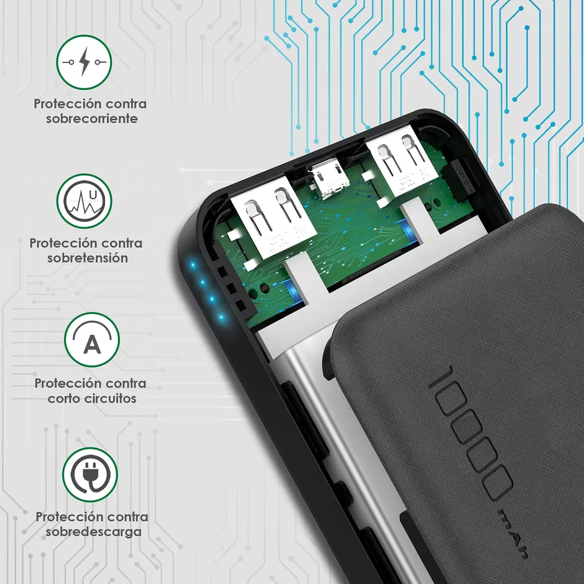 Power Bank Pila Bateria Portatil 10000mah Negro