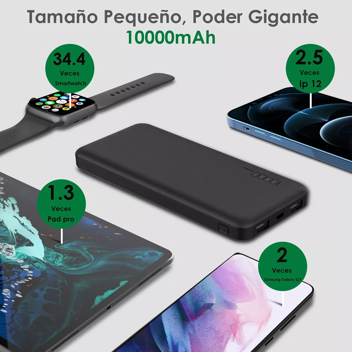 Power Bank Pila Bateria Portatil 10000mah Negro