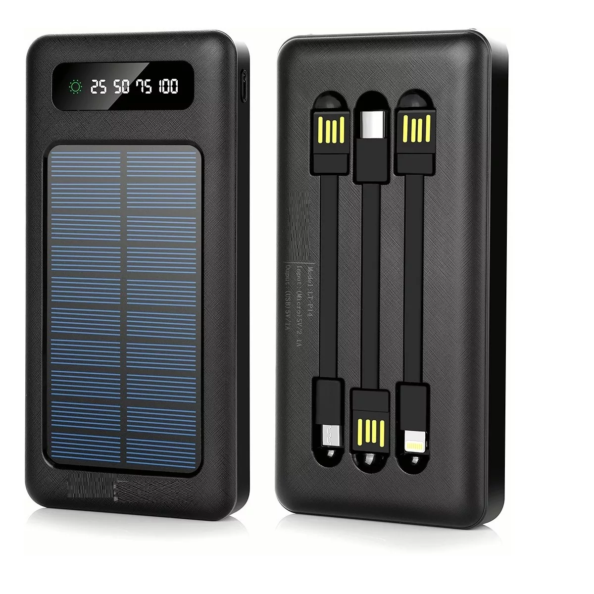 Power Bank Batería Portátil Solar Digital Con Led 12800mah