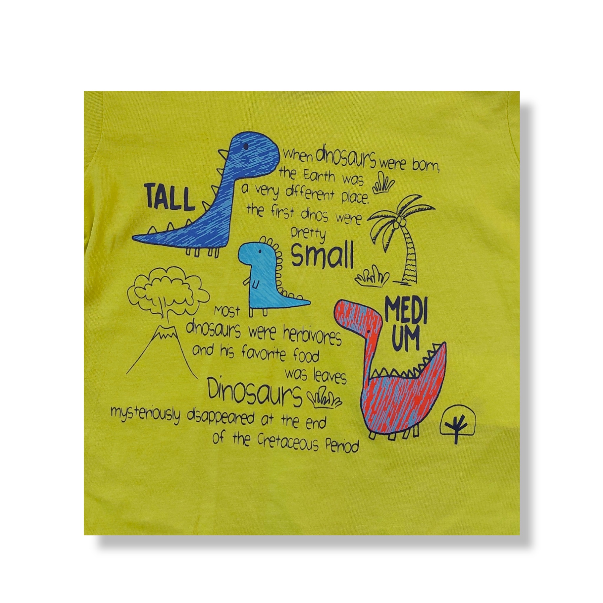 Playera verde dinosaurio TALL, SMALL, MEDIUM para bebé niño Losan.