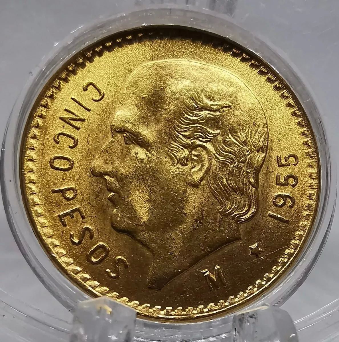 Moneda Original 5 Pesos Hidalgo Oro 1955 Sin Circular Nueva familia centenario.
