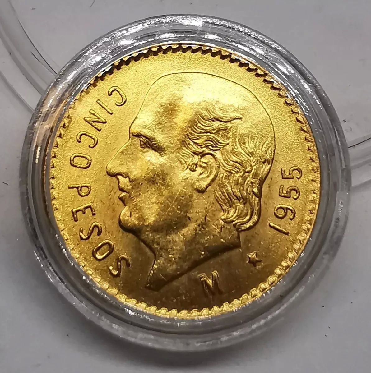 Moneda Original 5 Pesos Hidalgo Oro 1955 Sin Circular Nueva familia centenario.