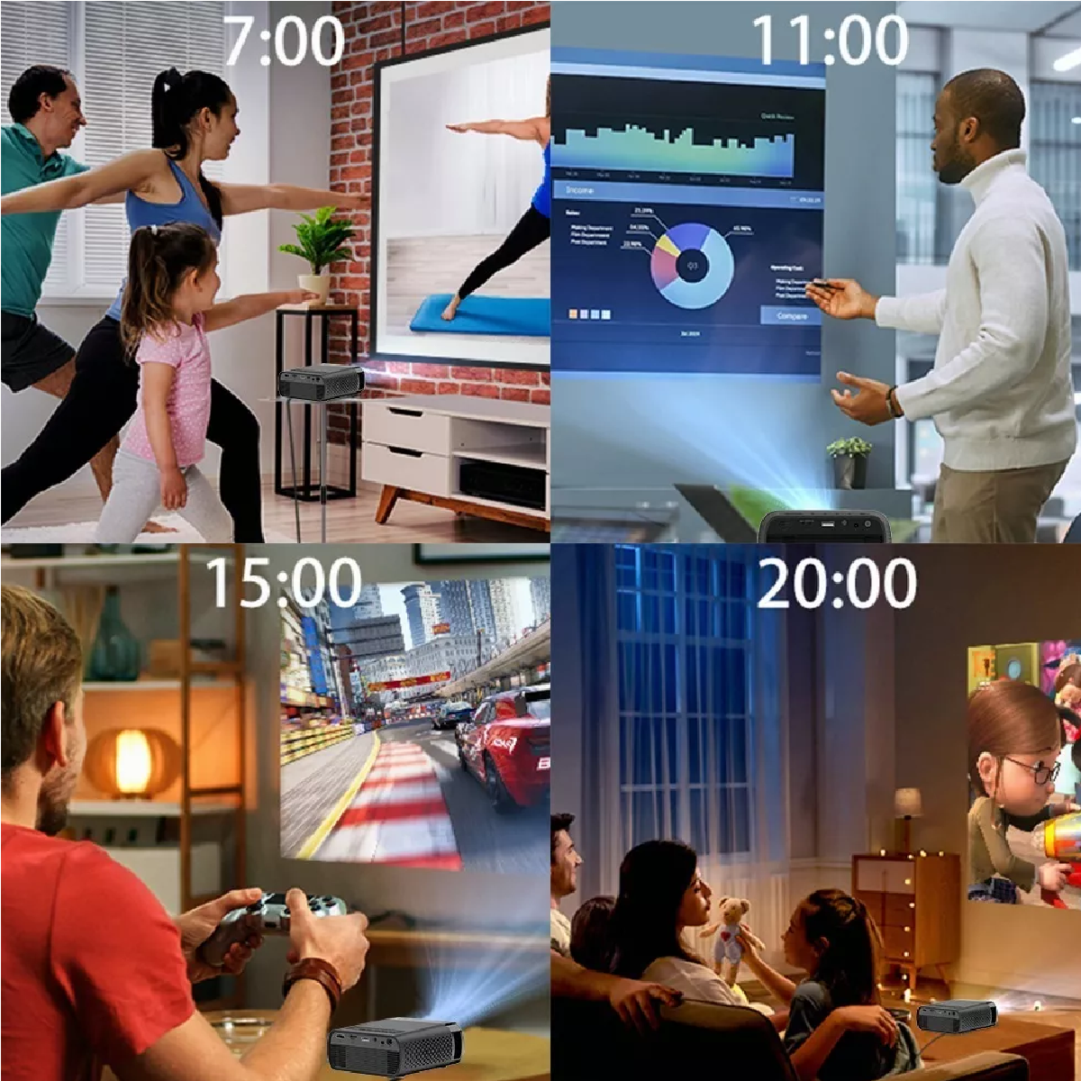 Mini Portátil Led Proyector Profesional 1080p Full Hd 5500lm Negro