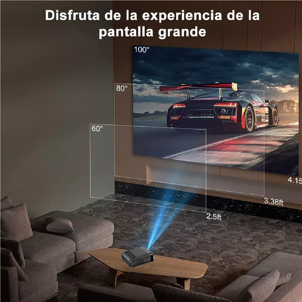 Mini Portátil Led Proyector Profesional 1080p Full Hd 5500lm Negro