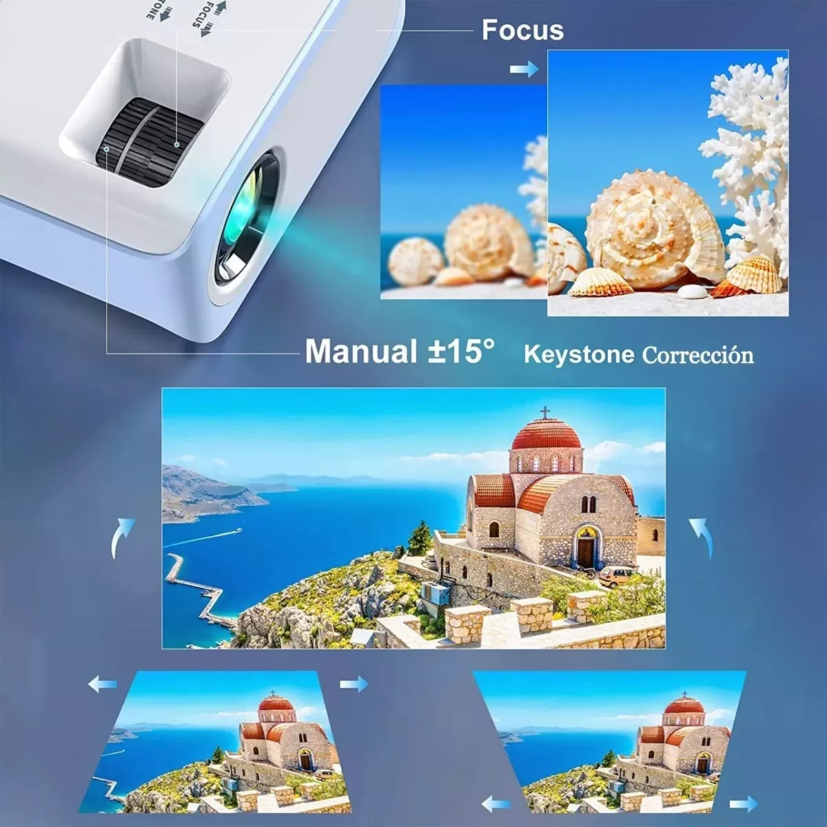 Proyector portátil, 9000 lúmenes, 50000 horas, multimedia, proyector de  cine en casa, mini proyector compatible con iOS/Android Full HD 1080P HDMI
