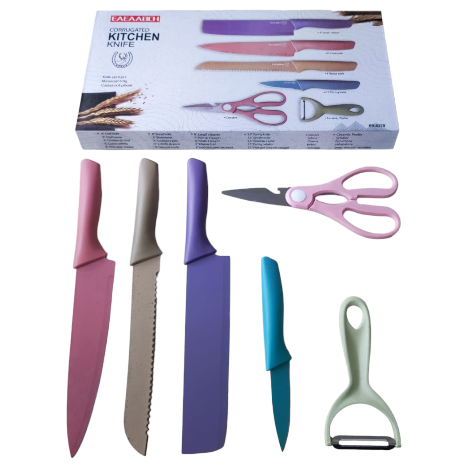 Set Cuchillos Cerámica Color Pastel Moda 6 Pz