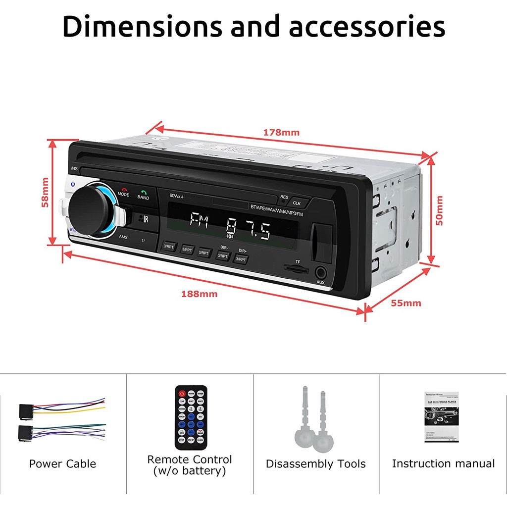 Reproductor Auto estereo Bluetooth.