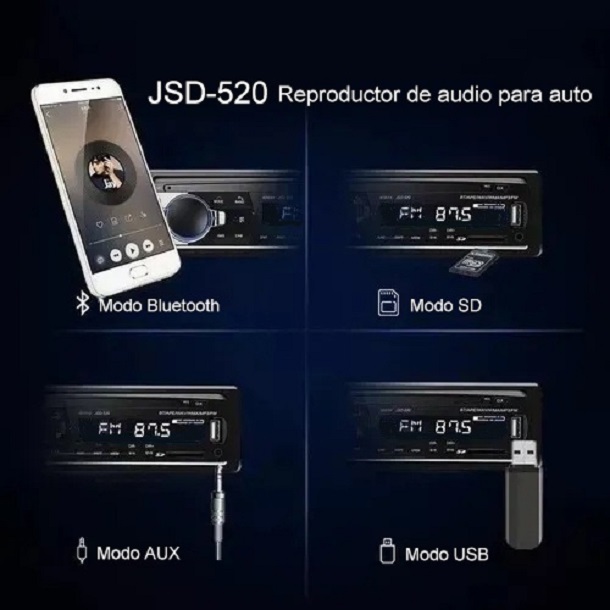 Reproductor Auto estereo Bluetooth.