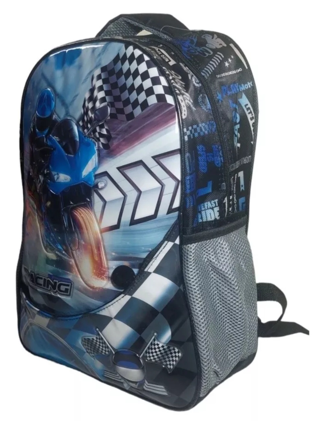 Combo de Mochila Lonchera y lapicera de Autos de carreras Marca Travel Republic