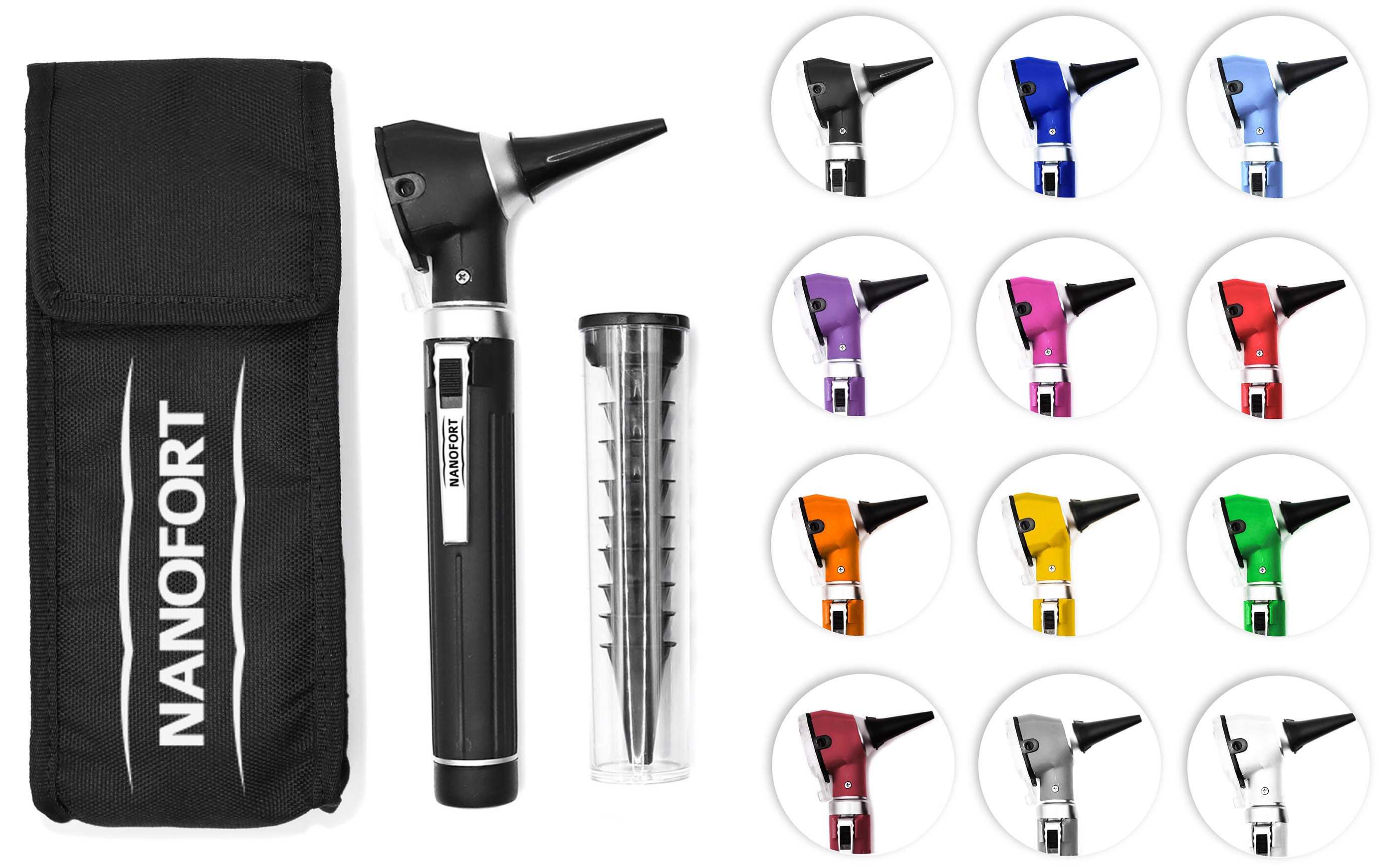 Set Otoscopio Médico Luz Led Fibra Optica 