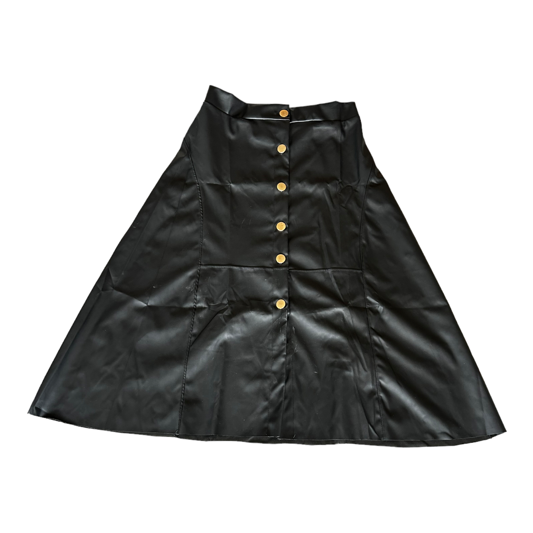 Falda Corte A Vinipiel Con Detalle De Botones.