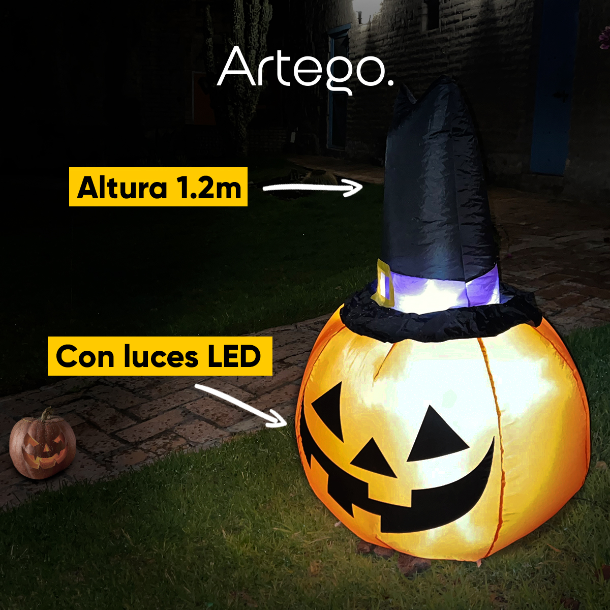 Inflable halloween calabaza de espanto pumpkin con led - 1.2m