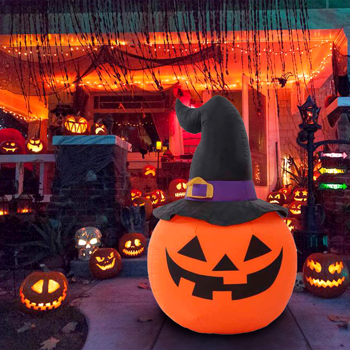 Inflable halloween calabaza de espanto pumpkin con led - 1.2m
