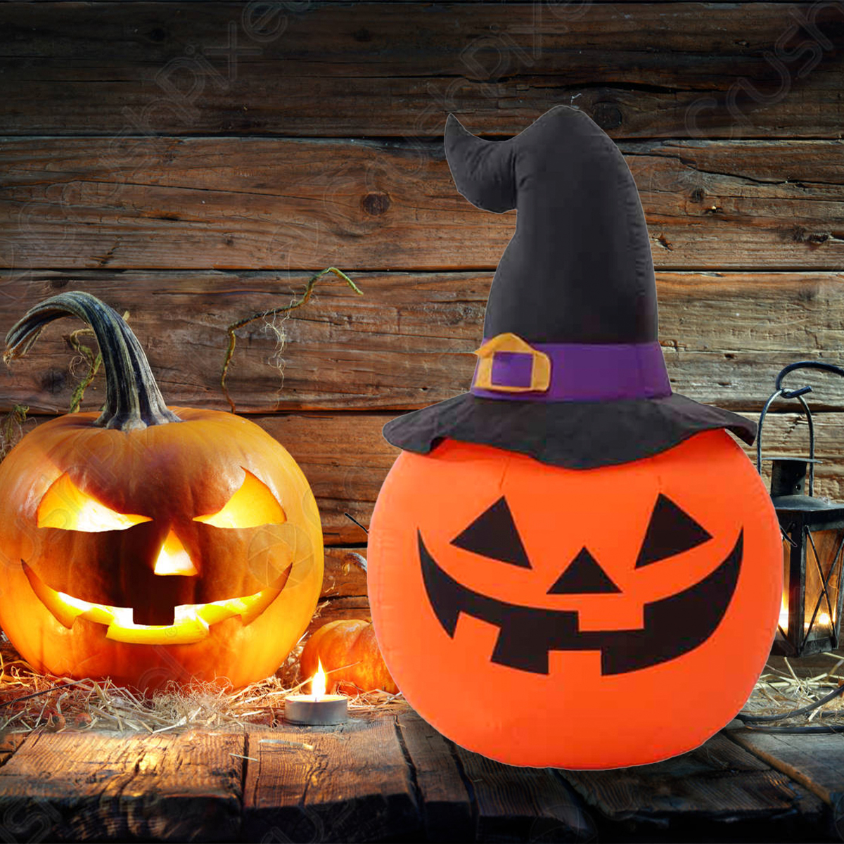 Inflable halloween calabaza de espanto pumpkin con led - 1.2m