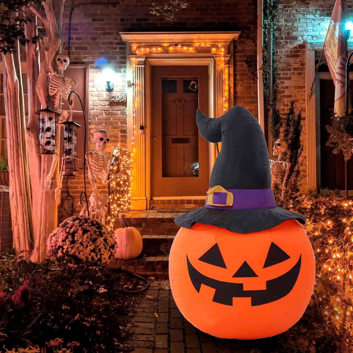 Inflable halloween calabaza de espanto pumpkin con led - 1.2m