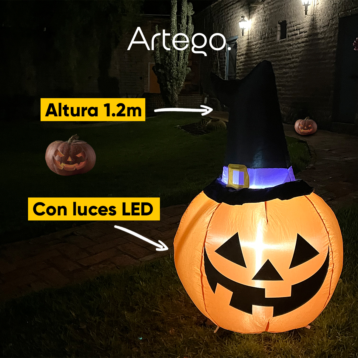 Inflable halloween calabaza de espanto pumpkin con led - 1.2m