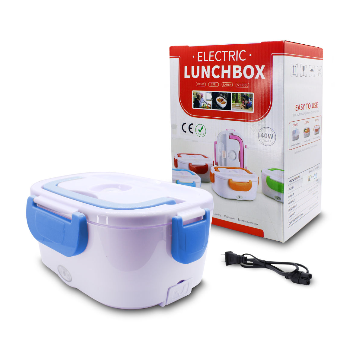Lonchera Electrica Calentador De Alimentos Con Cuchara Y 2 Compartimientos  