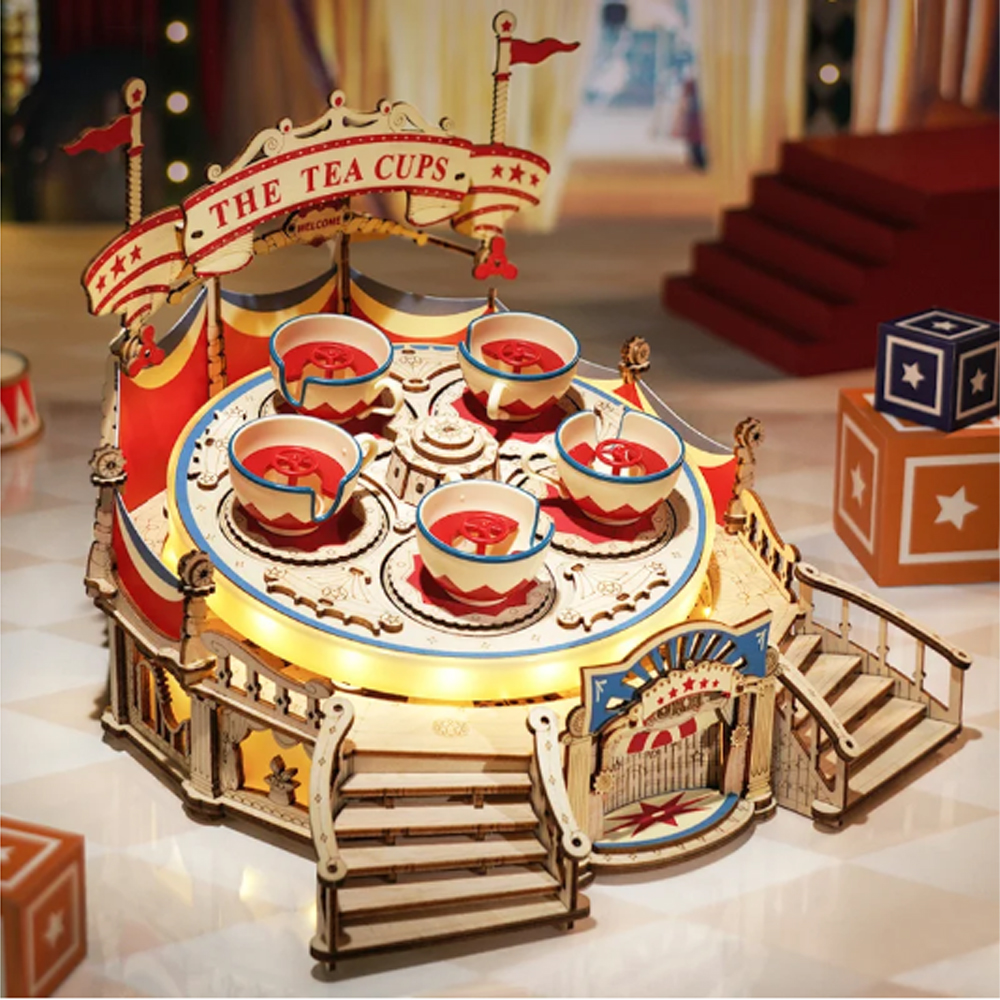 Rompecabezas Tilt-a-whirl Armar Bloques Madera Maqueta.