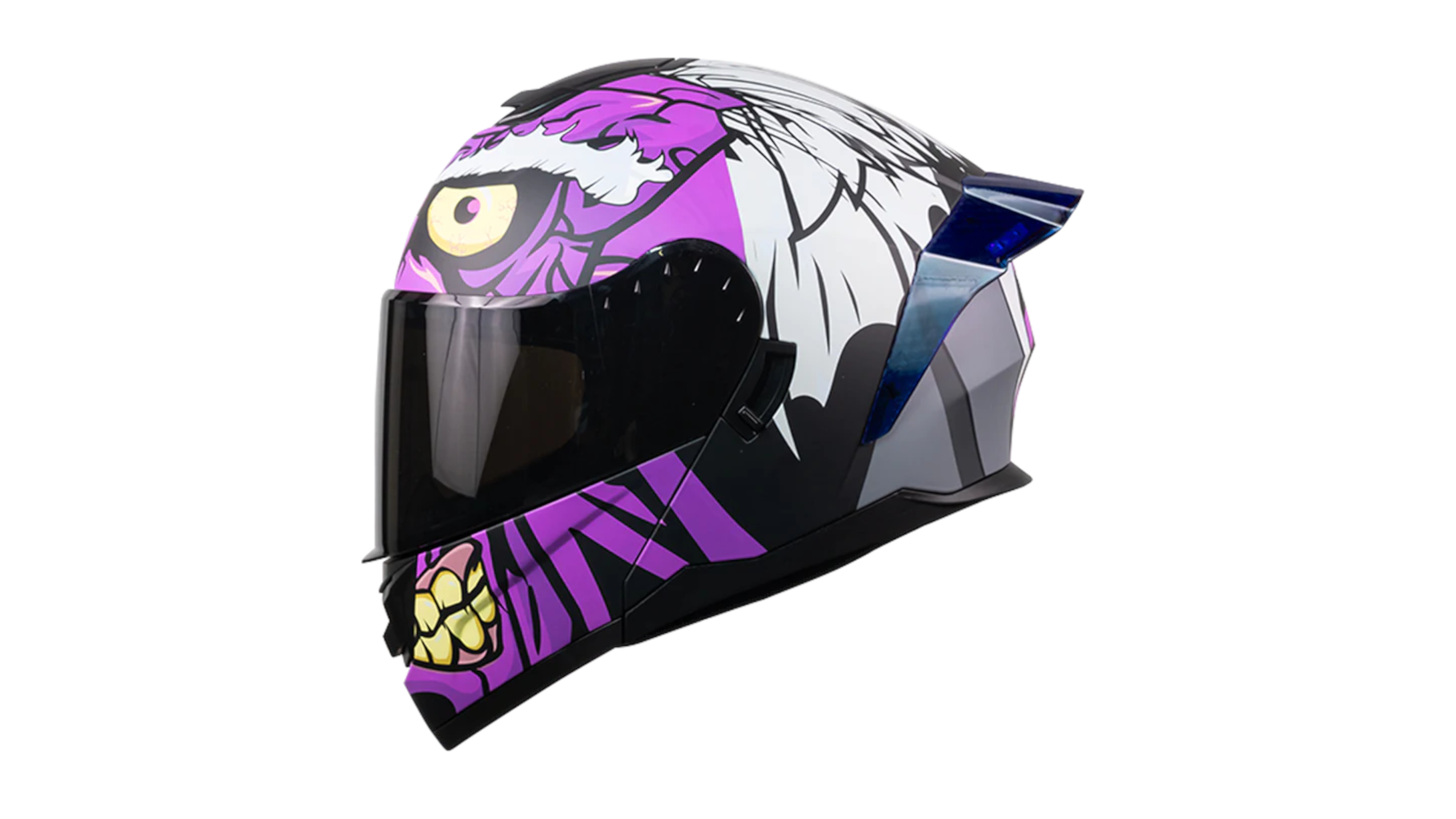 CASCO KOV DOS CARAS (HARVEY DENT) ZERO MORADO  ABATIBLE CON LUZ LED PARA MOTO CERTIFICADO DOT