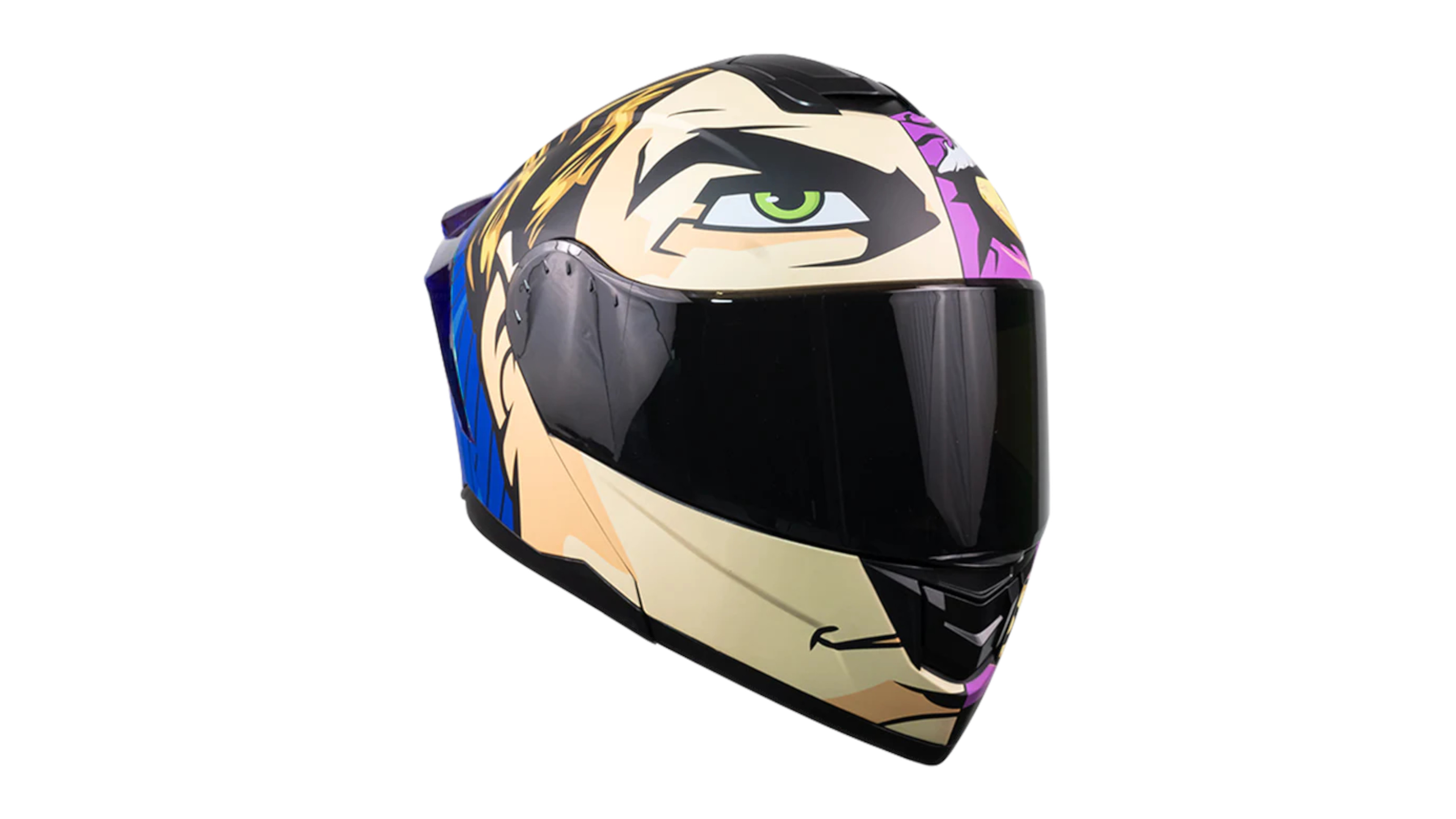 CASCO KOV DOS CARAS (HARVEY DENT) ZERO MORADO  ABATIBLE CON LUZ LED PARA MOTO CERTIFICADO DOT