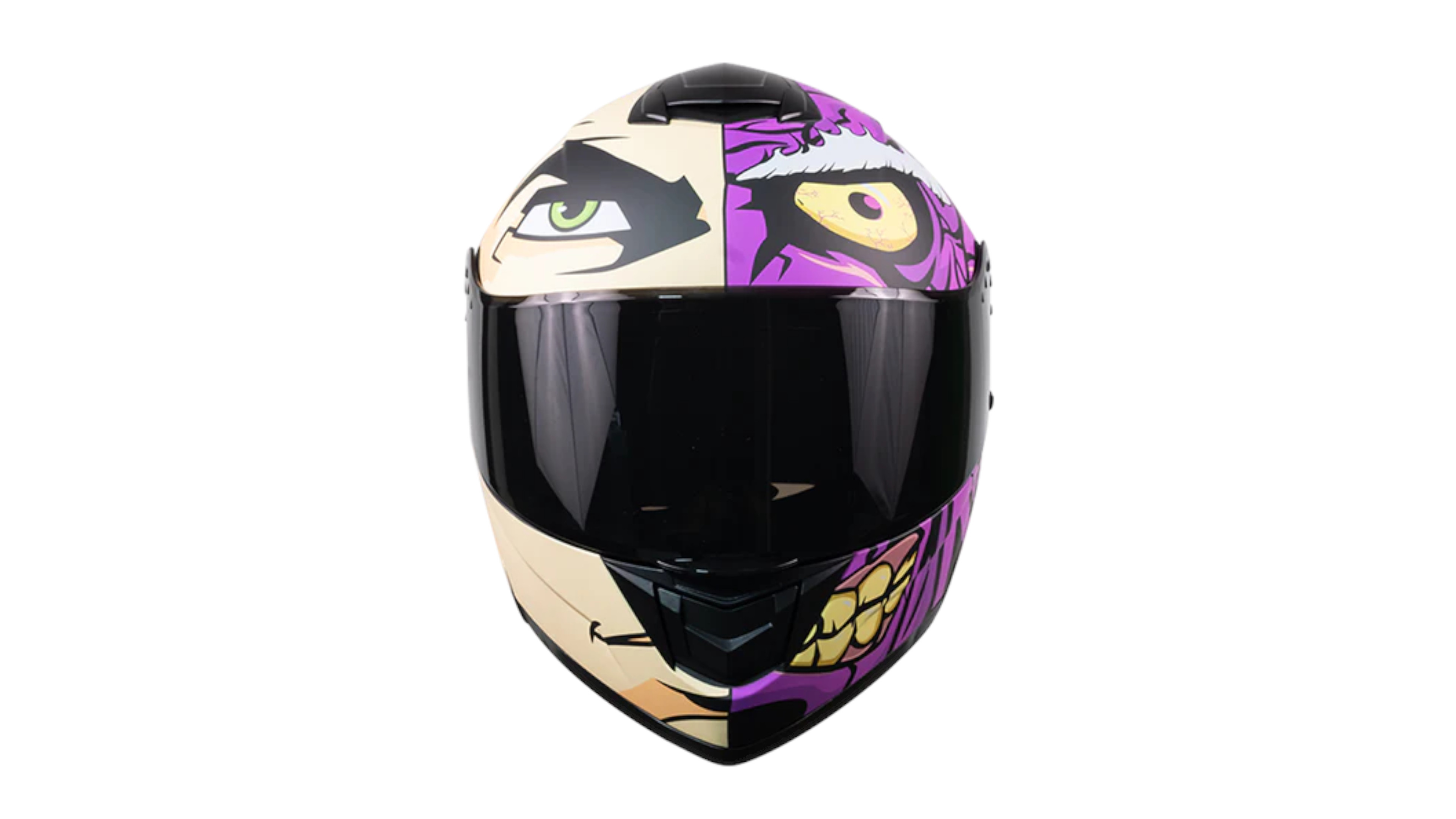 CASCO KOV DOS CARAS (HARVEY DENT) ZERO MORADO  ABATIBLE CON LUZ LED PARA MOTO CERTIFICADO DOT