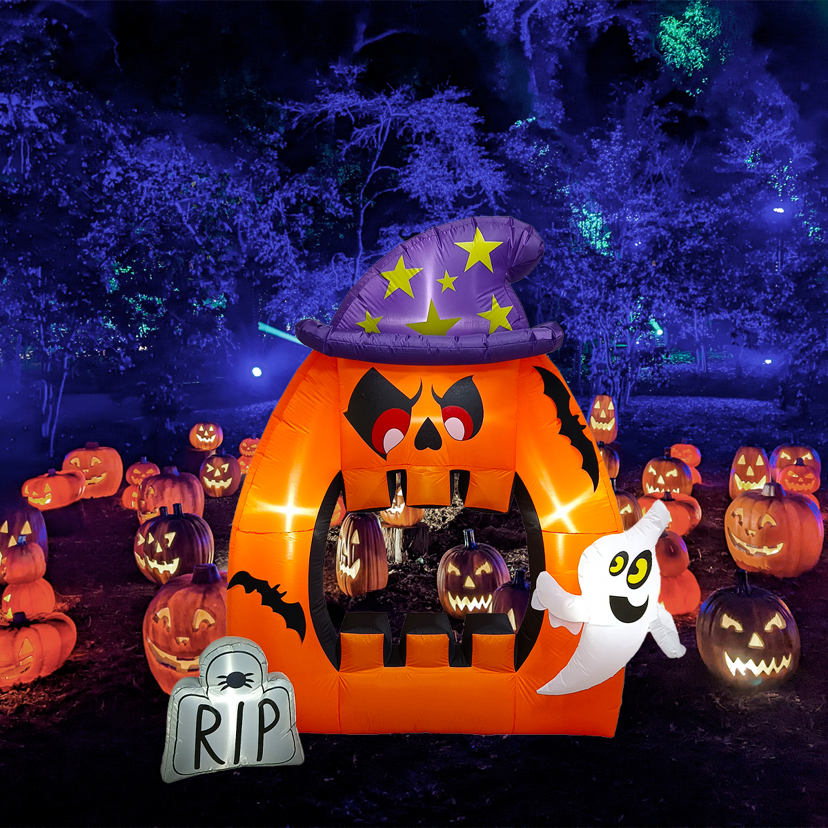 Inflable halloween calabaza con boca de espanto gigante - 2.2m