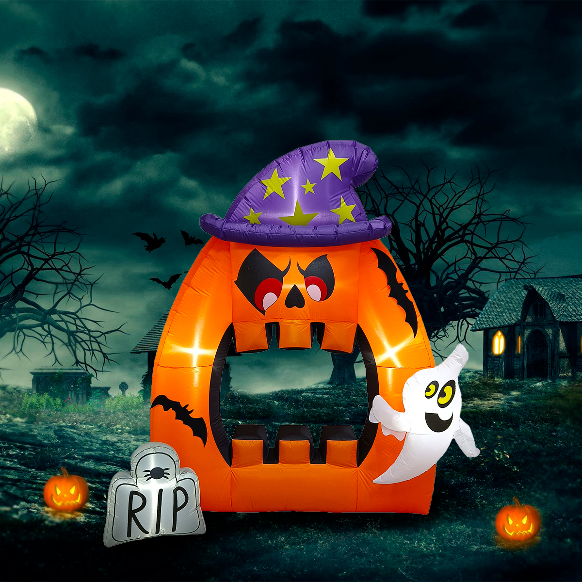 Inflable halloween calabaza con boca de espanto gigante - 2.2m