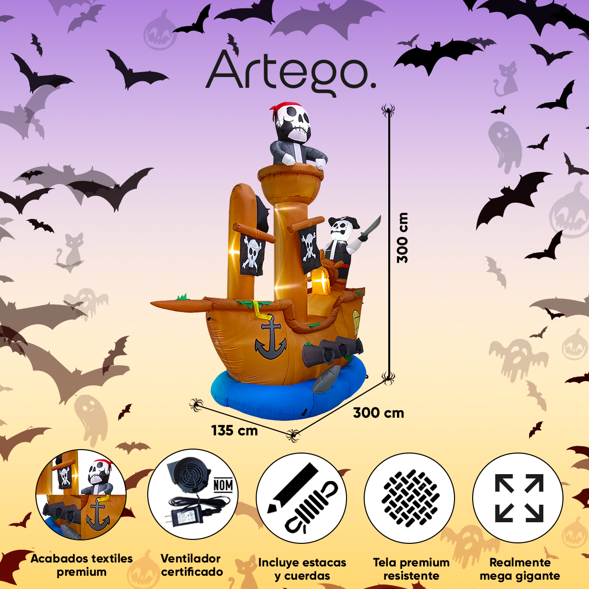 Inflable hallowen barco pirata MEGA GIGANTE pirate ship piratas - 3m